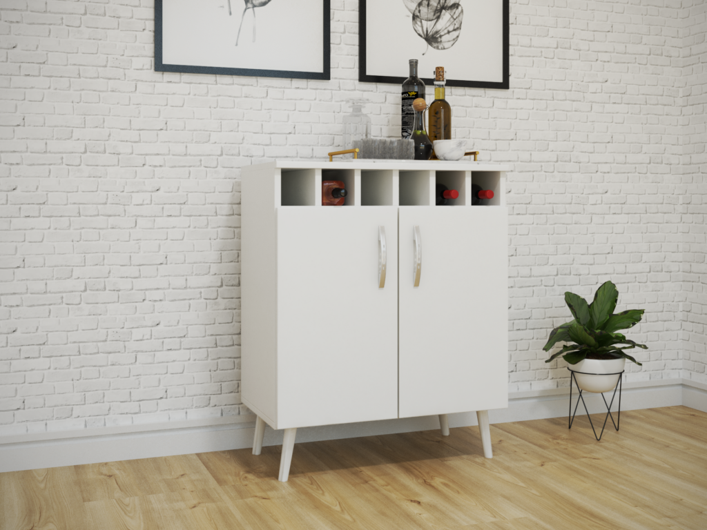 BALCÃO ADEGA RETRO 2 PTS - BRANCO (AMBIENTE)