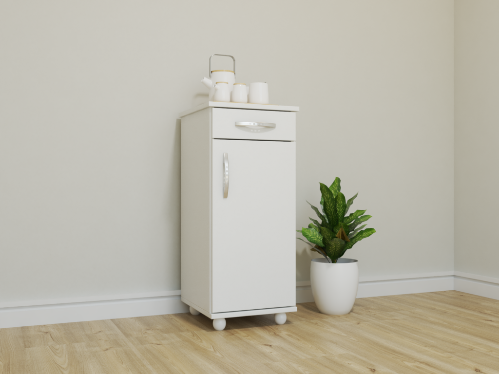 BALCÃO SLIM 1 PORTA 1 GAVETA - BRANCO (AMBIENTE)
