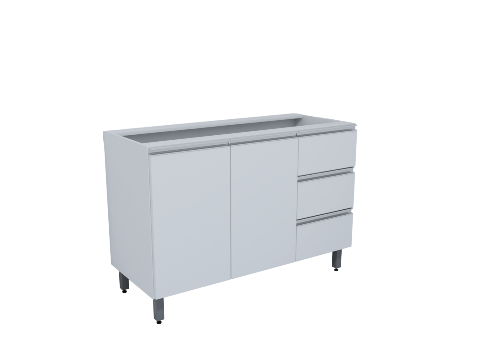 COZINHA TOPÁZIO_MÓDULOS_BRANCO_RV00_BALCÃO DE PIA 1,20 - SEM TAMPO_SEM FUNDO